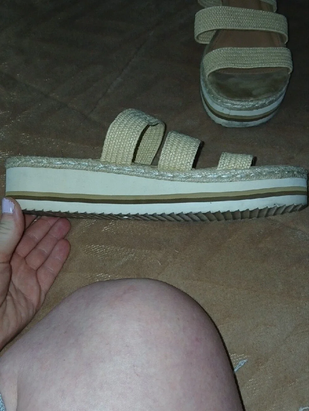 Womens Universal Thread Beige Woven Slide Platform Sandals Sz: 8.5